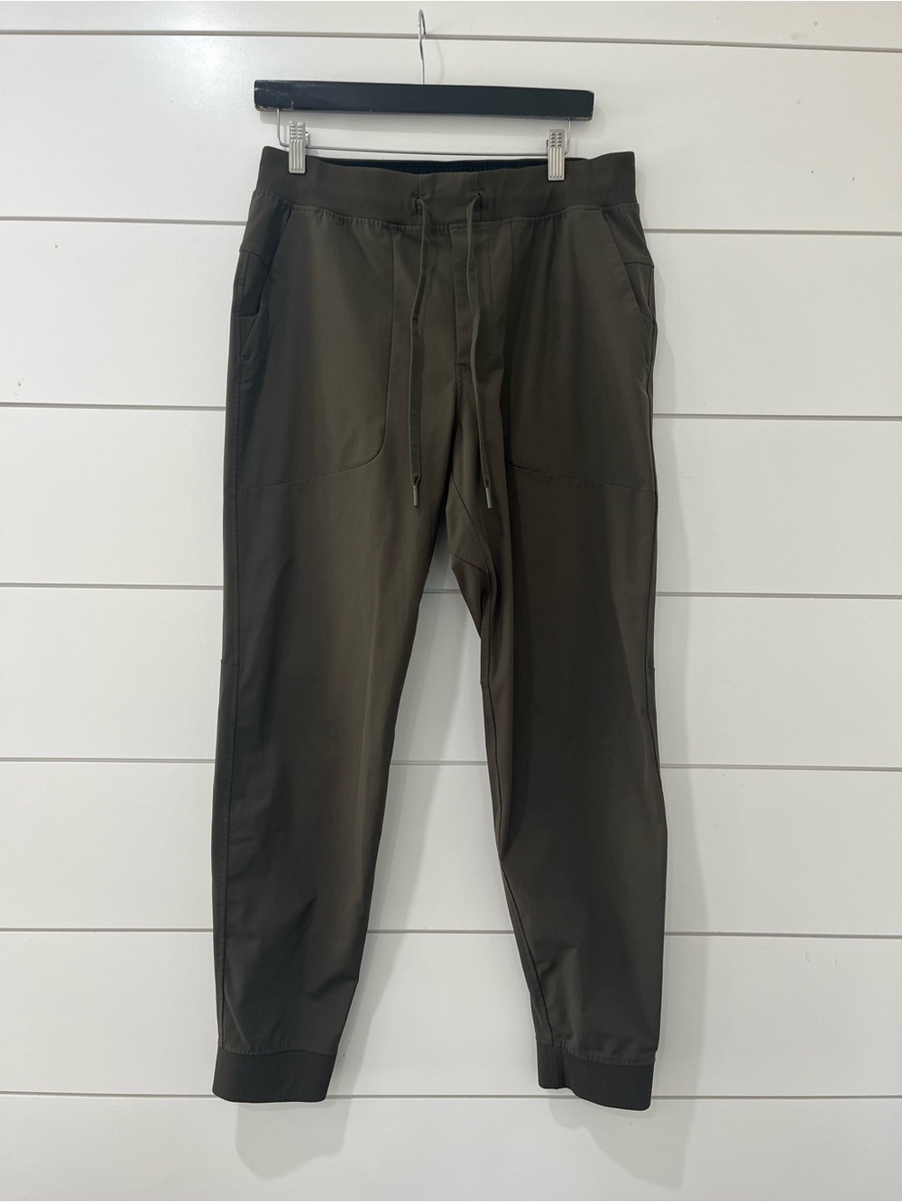 Lululemon Men's Olive Slim-Fit Jogger Pants with Drawstring Waist